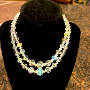 Austrian crystal art deco style 12 to 14 inches when hooked on the first clasp